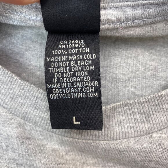 Y2K Obey  Heather Gray Propaganda Eye Graphic T-Shirt Men's Size L - Picture 8 of 8